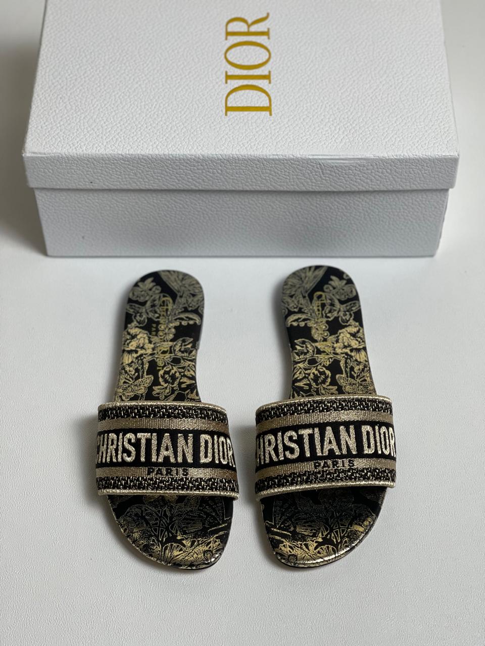 Christian Dior Dway Slide – Timeless Elegance with Embroidered Signature