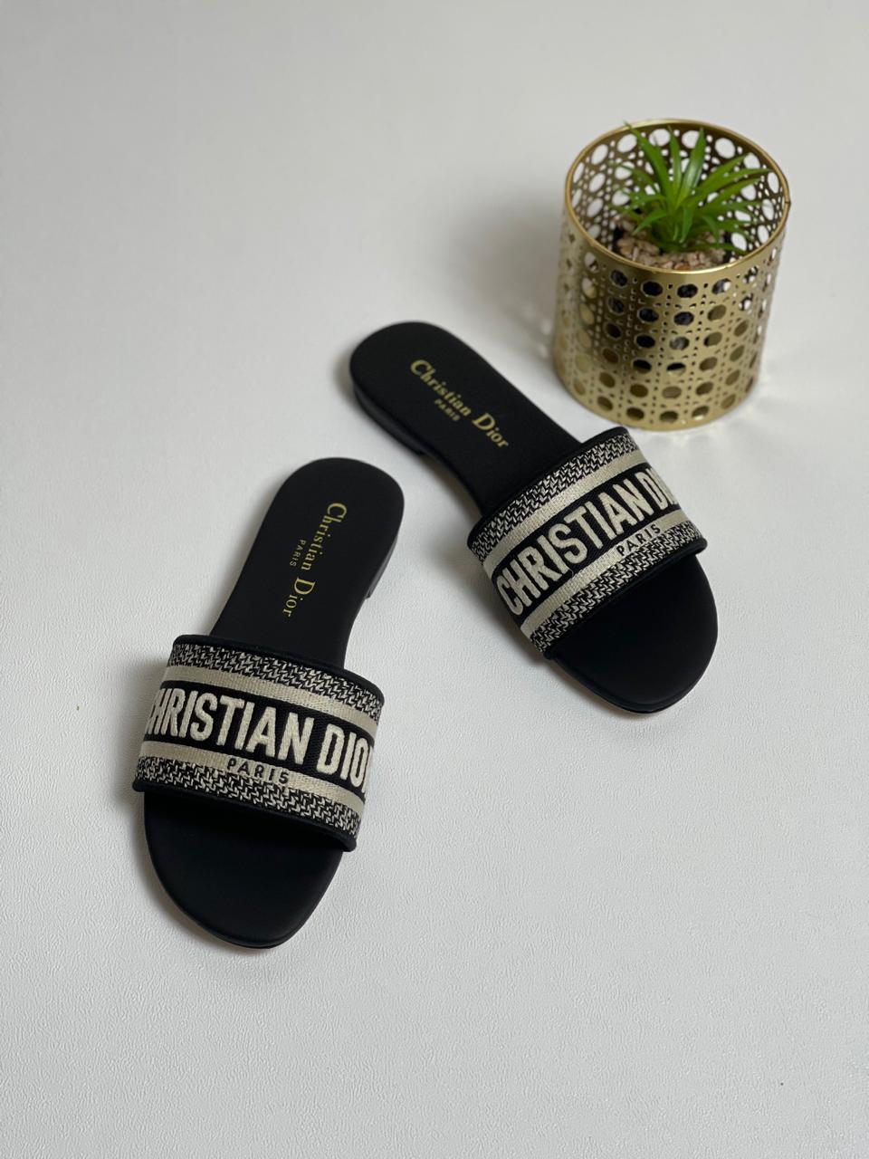 Christian Dior Dway Slide – Timeless Elegance with Embroidered Signature