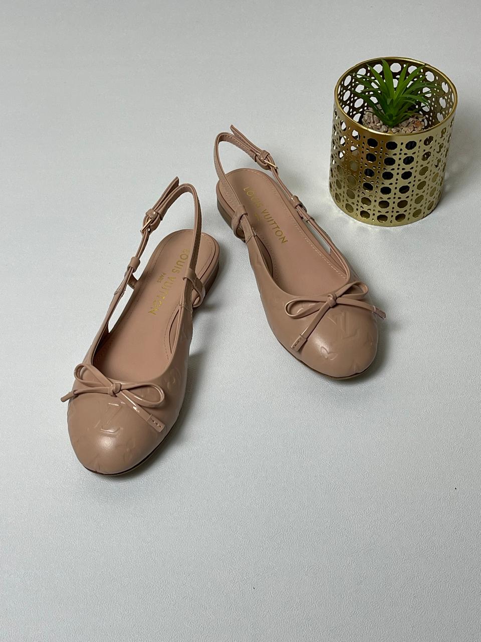 Louis Vuitton Monogram Debossed Leather Slingback Ballerina Flats