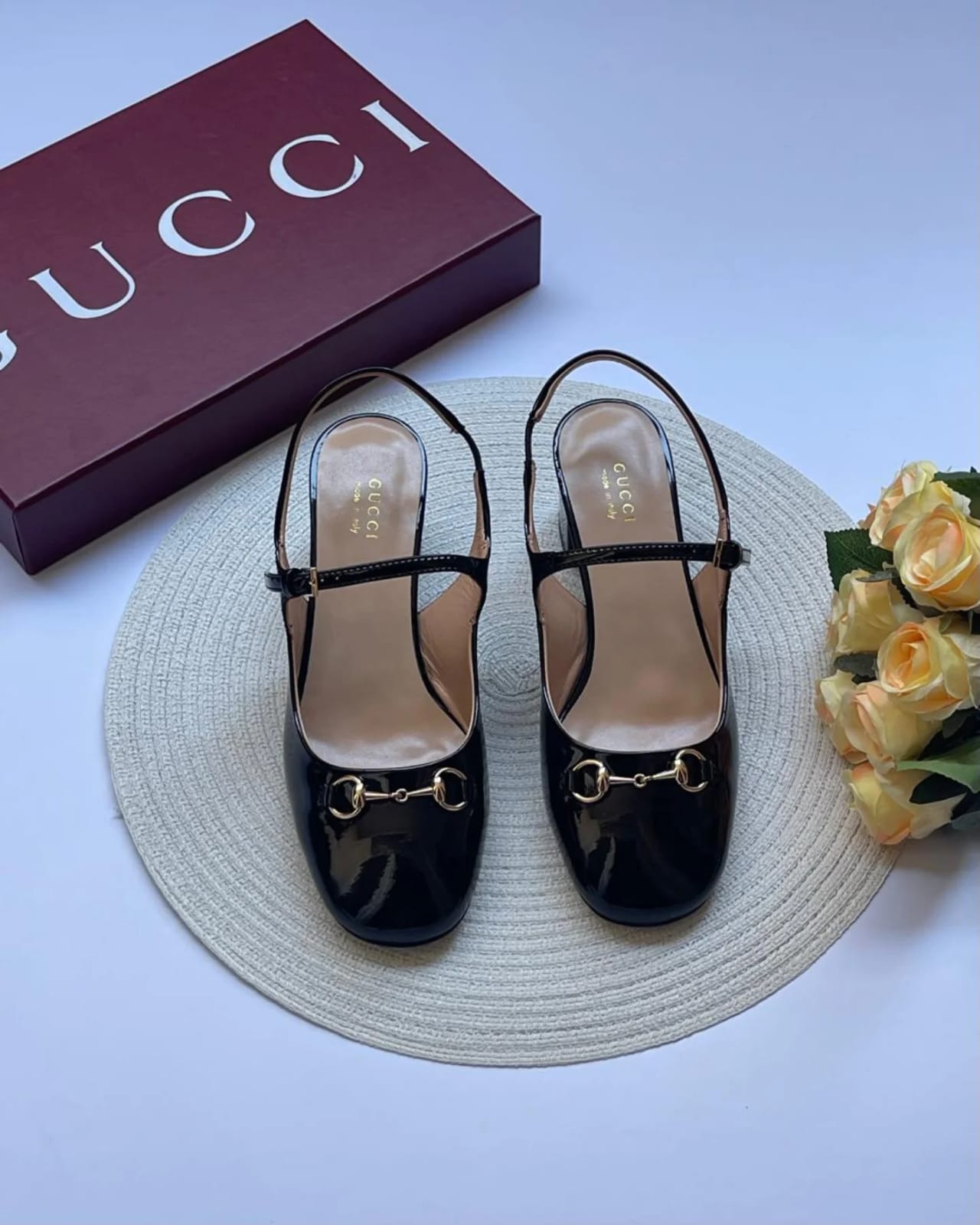 Gucci Horsebit Slingback Pumps – Patent Leather Block Heel Shoes